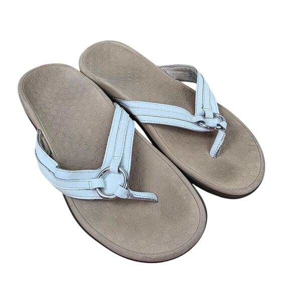 Vionic Tide Aloe Women’s Flip Flop Size 8 Thong Sandals White Leather Comfort - Picture 1 of 5